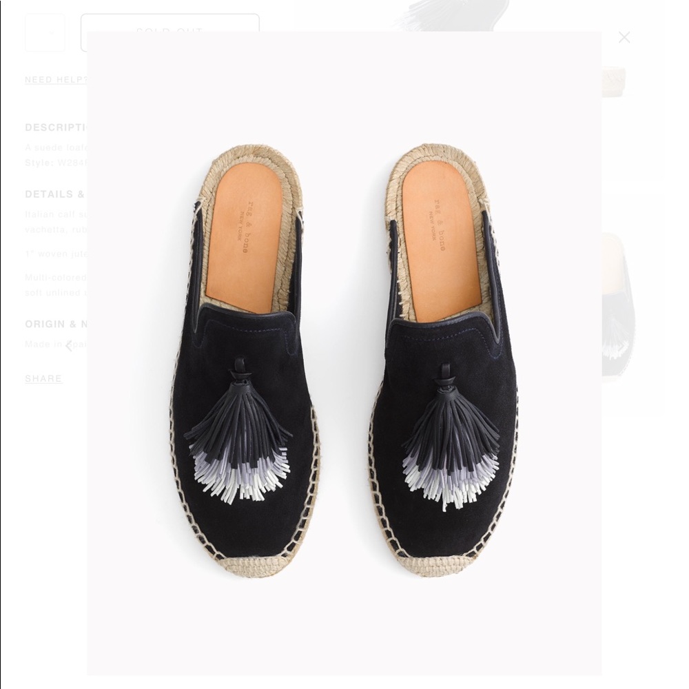 Rag & Bone Nadia Espadrille Navy Suede Platform Shoes Size 38 Made in Spain